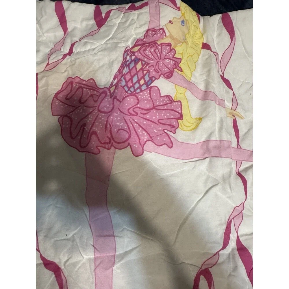 Vintage 1995 Barbie Ballerina Mattel Bedding Lot Comforter Pillow Sheet Pink